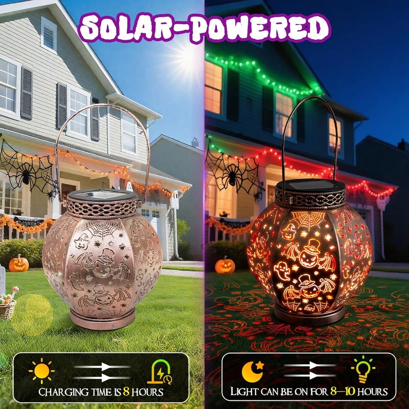 TopVelo Halloween Solar Lantern with Gradient Lighting, IP65 Waterproof Outdoor Solar Light for Festival Decoration, Spook-Tacular Halloween Hanging Light for Courtyard, Pond, Pathway - Image 4